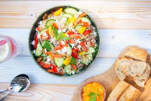 bloemkool, couscous, feta, groenten